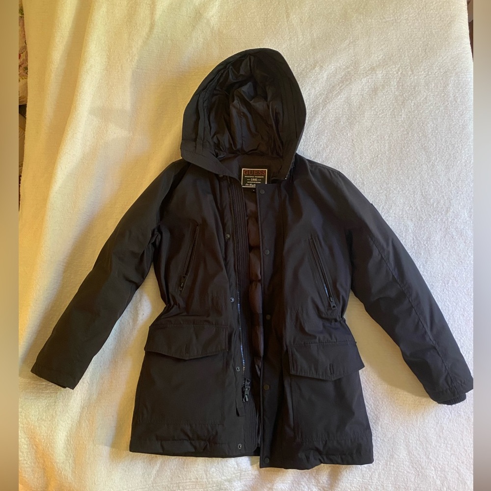 alaskan black guess puffer winter snow coat/ jacket